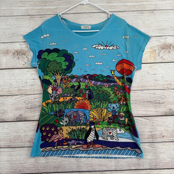 Sweet Gisele New York San Diego Zoo Britto AOP T-Shirt Youth Girls XL Blue - Picture 1 of 11